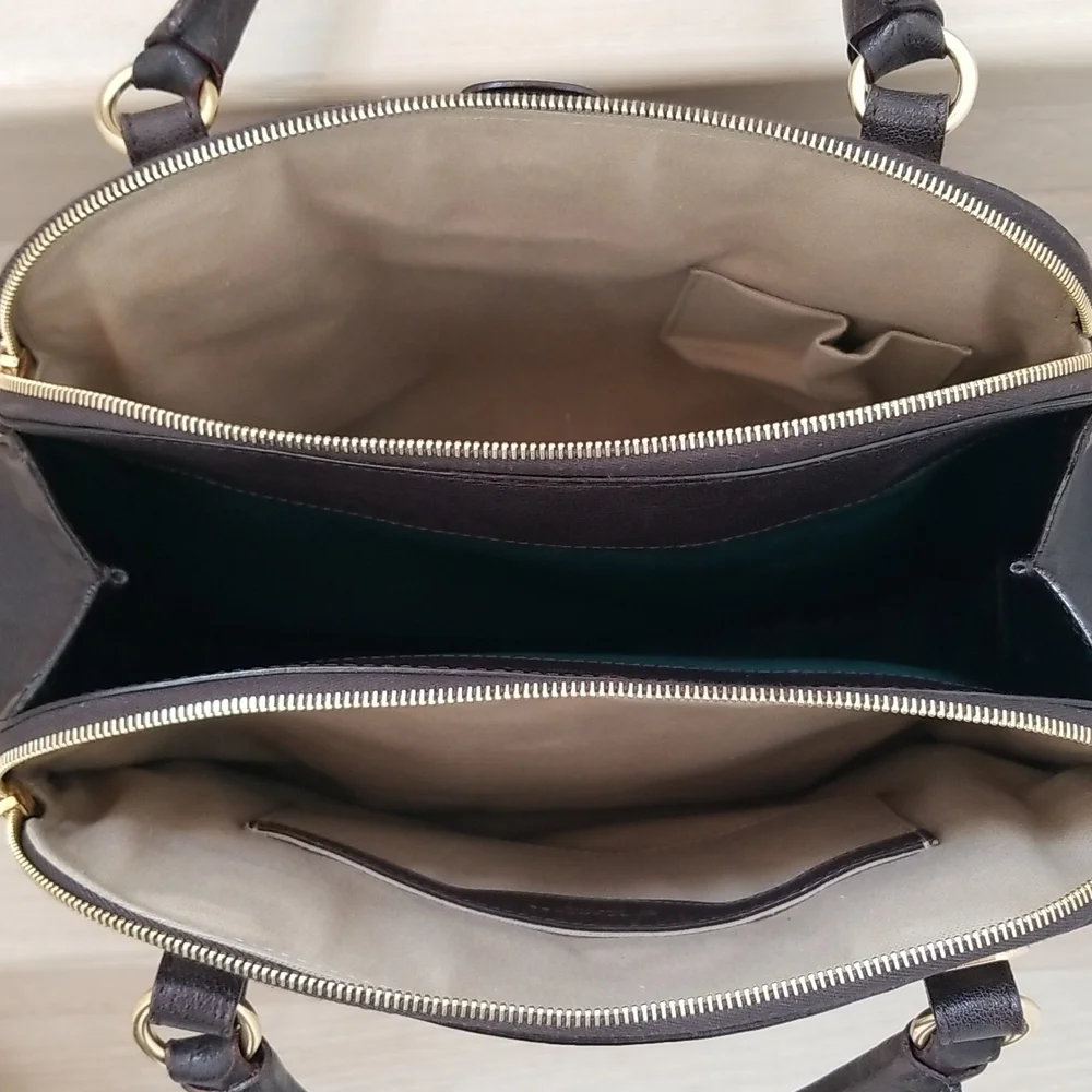 Marc Jacobs Hudson Striping Leather Satchel with Leather Lining in Dark …